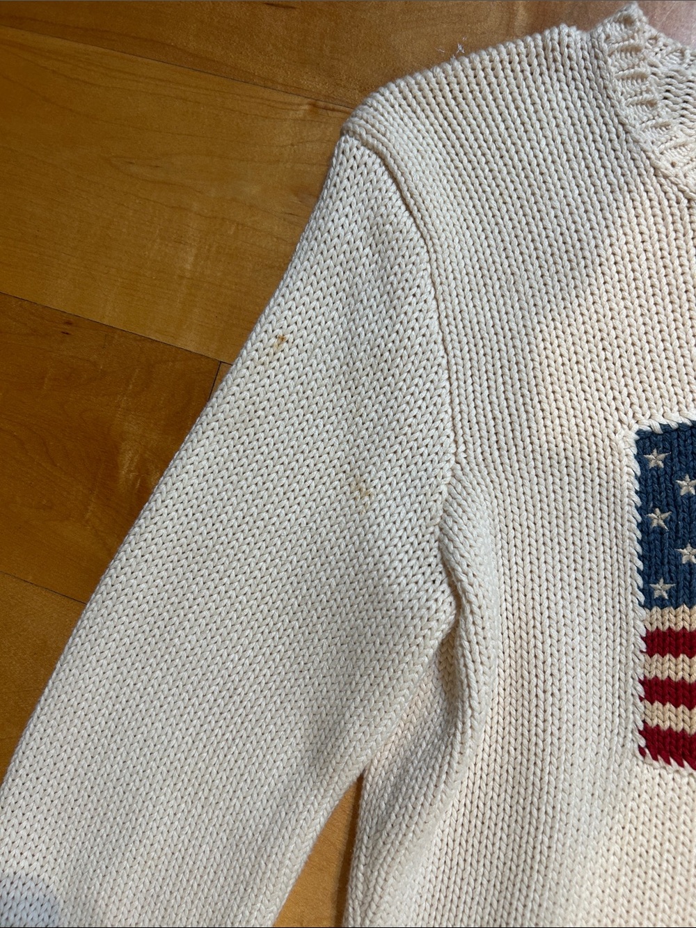Ralph Lauren Cream Crewneck Sweater with American Flag - Picture 5 of 5